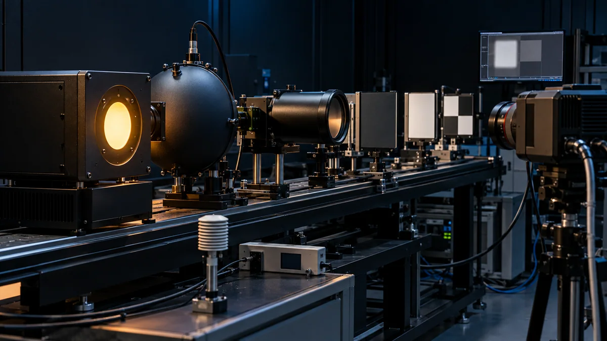 Electro-optical sensor calibration setup with precision instrumentation